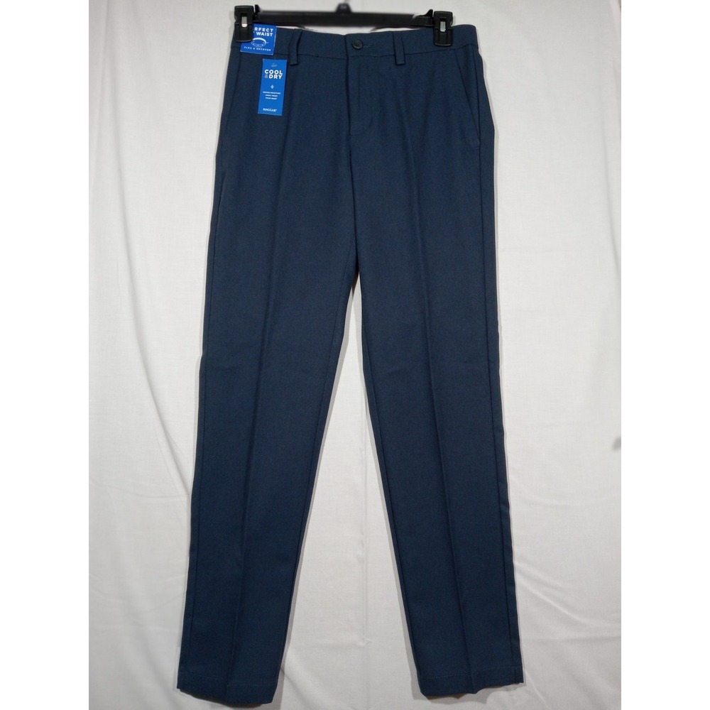 Haggar Cool Right Performance Flex Navy Blue Flat Front Mens Pants 29x30